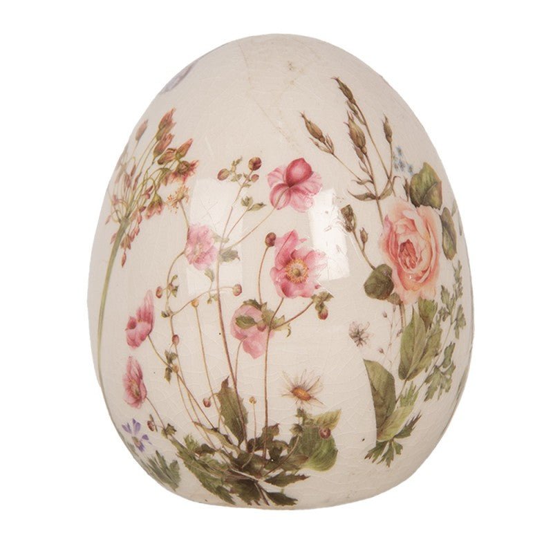 Oster-Ei Keramik Blumenwiese – Frühlingsdeko Landhausstil {{ Shabby Chic und Landhaus Deko }} {{ www.Stein-Alt.de }}
