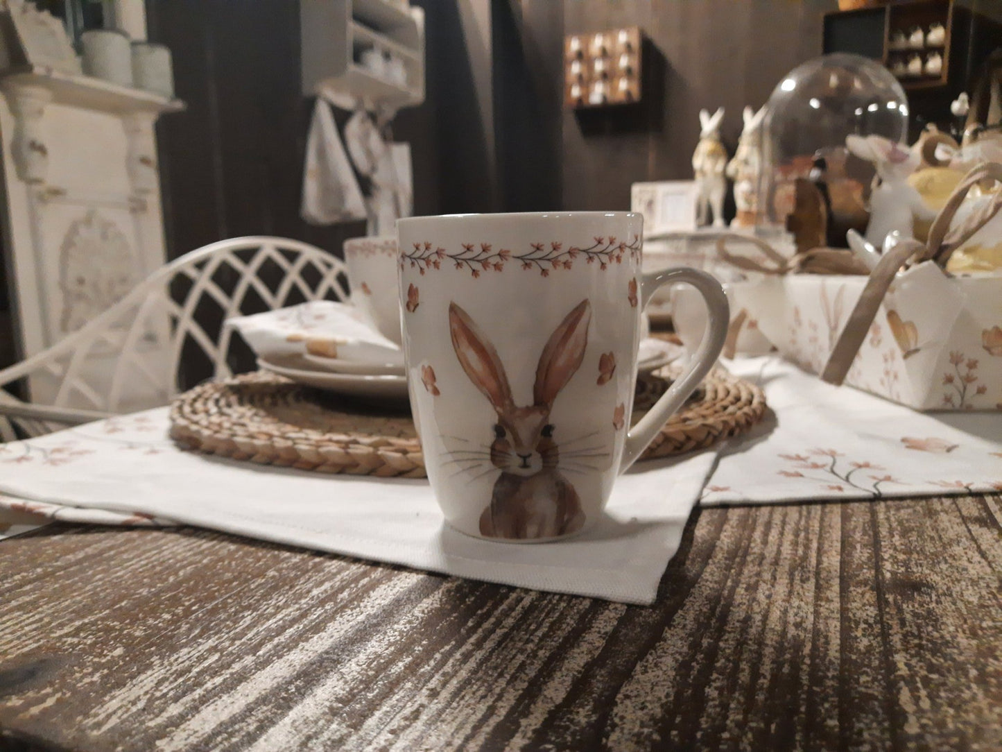 Oster Geschirr Porzellan mit Hasen-Motiv – Teller, Tasse & Schale Landhaus-Stil {{ Shabby Chic und Landhaus Deko }} {{ www.Stein-Alt.de }}