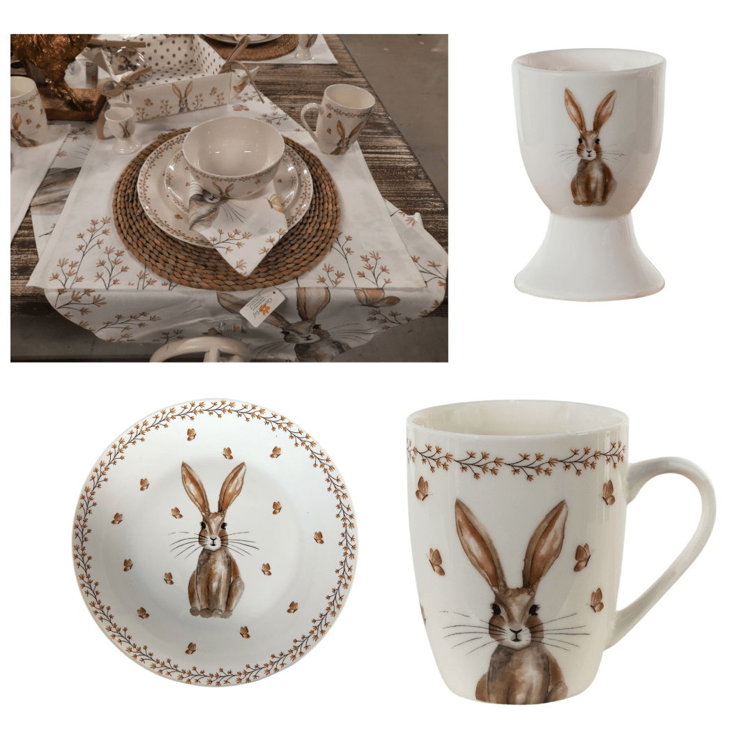 Oster Geschirr Porzellan mit Hasen-Motiv – Teller, Tasse & Schale Landhaus-Stil {{ Shabby Chic und Landhaus Deko }} {{ www.Stein-Alt.de }}