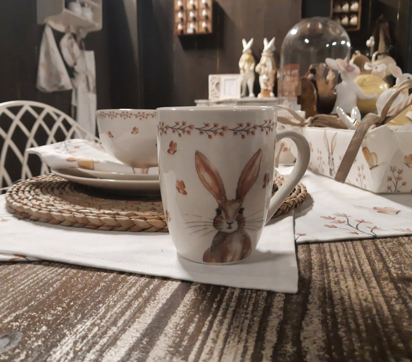Oster Geschirr Porzellan mit Hasen-Motiv – Teller, Tasse & Schale Landhaus-Stil {{ Shabby Chic und Landhaus Deko }} {{ www.Stein-Alt.de }}