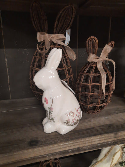 Deko Figur Oster-Hase Keramik Blumenwiese - Frühlingsdeko Landhausstil Clayre & Eef Shabby Chic und Landhaus Deko bei www.Stein-Alt.de