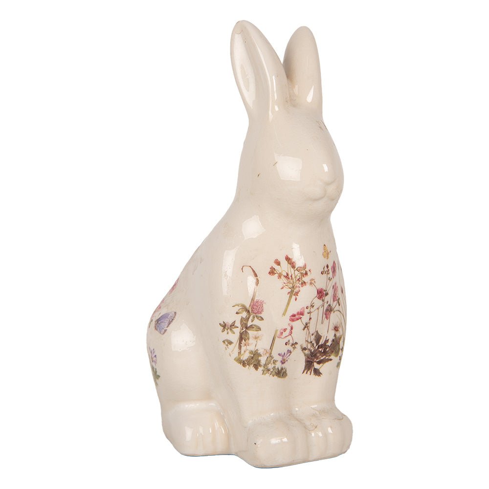 Oster-Hase Keramik Blumenwiese - Frühlingsdeko Landhausstil Clayre & Eef Mittel {{ Shabby Chic und Landhaus Deko }} {{ www.Stein-Alt.de }}