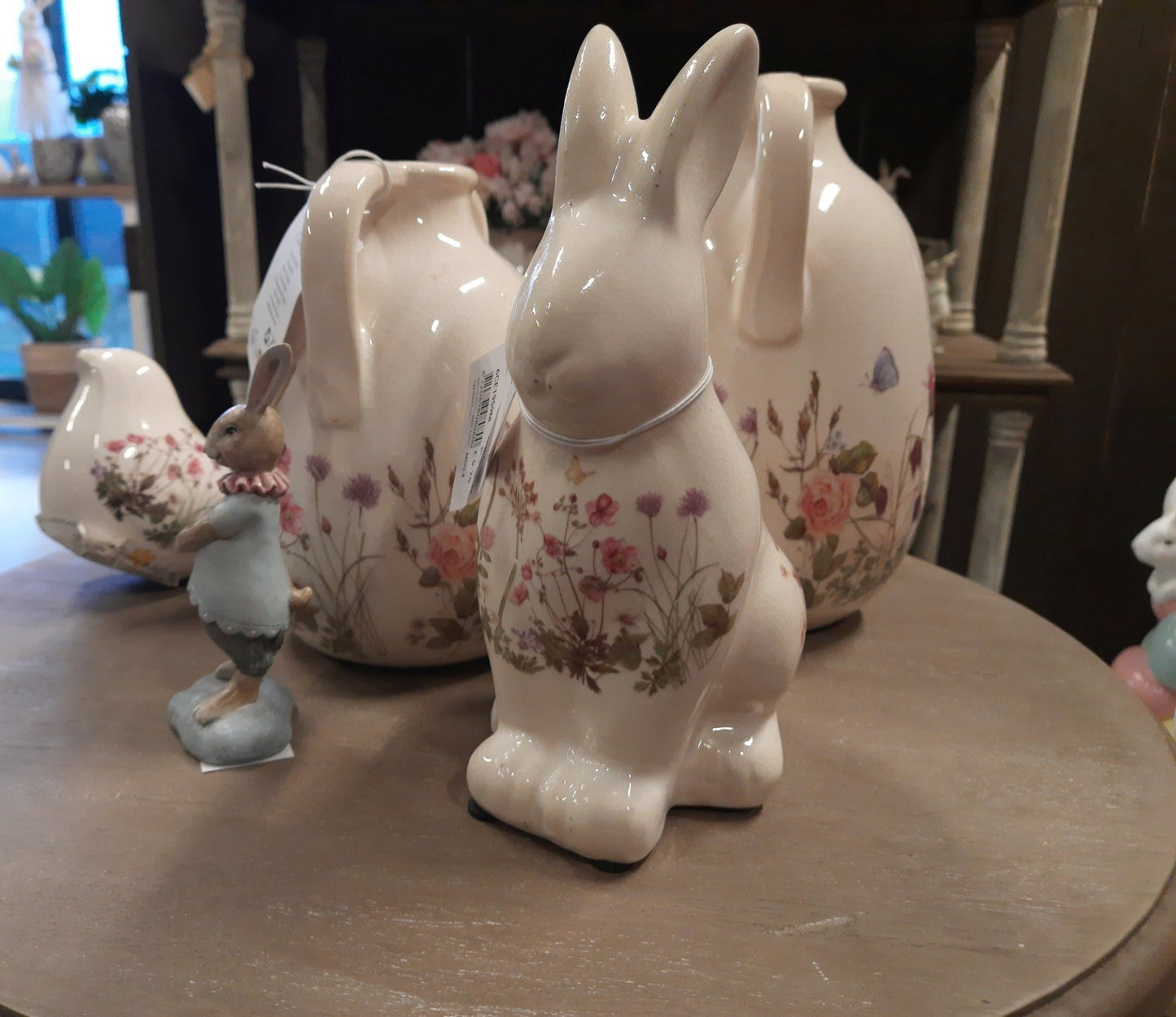 Oster-Hase Keramik Blumenwiese - Frühlingsdeko Landhausstil Clayre & Eef {{ Shabby Chic und Landhaus Deko }} {{ www.Stein-Alt.de }}