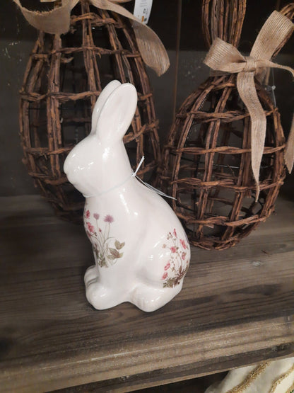 Deko Figur Oster-Hase Keramik Blumenwiese - Frühlingsdeko Landhausstil Clayre & Eef Shabby Chic und Landhaus Deko bei www.Stein-Alt.de