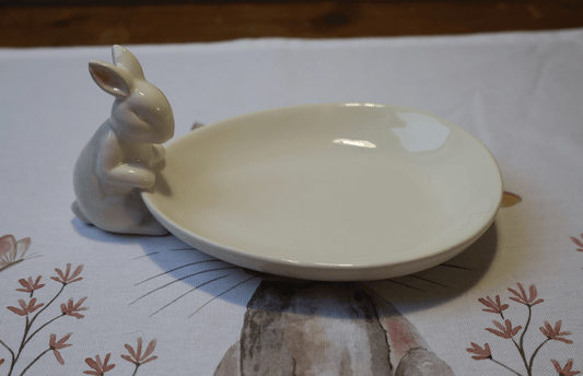 Oster Servierschale mit Häschen Motiv - Weiße Porzellan Schale 20cm Landhaus {{ Shabby Chic und Landhaus Deko }} {{ www.Stein-Alt.de }}
