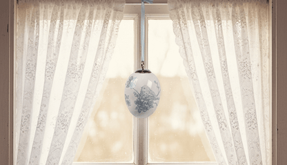 Deko Anhänger Osterei Keramik Weiß-Blau – Vogel auf Zweigen – Osteranhänger Landhaus Shabby Chic und Landhaus Deko bei www.Stein-Alt.de