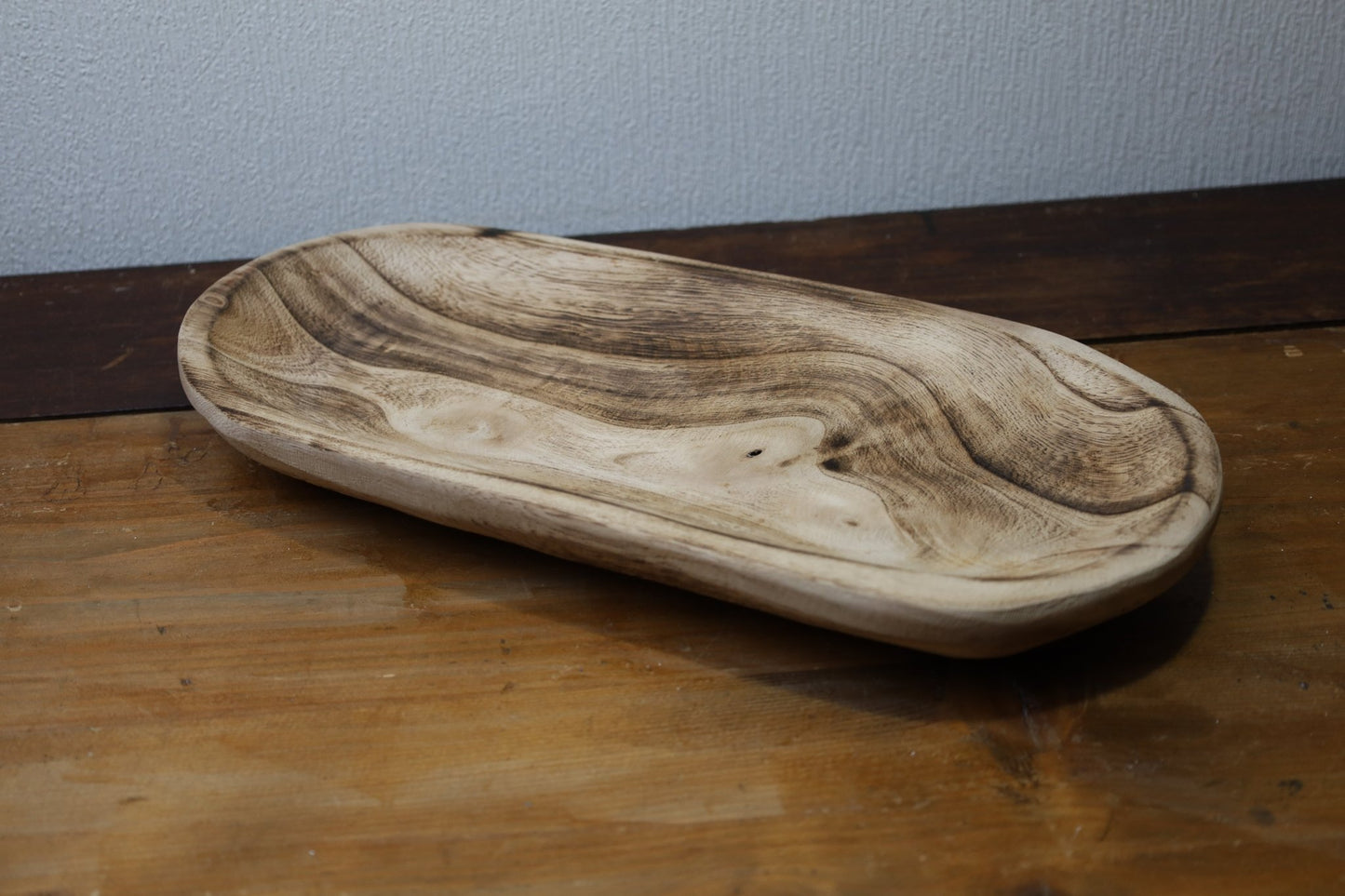 Ovale Holzschale Rustikal - Dekoratives Serviertablett im Landhausstil 40cm {{ Shabby Chic und Landhaus Deko }} {{ www.Stein-Alt.de }}