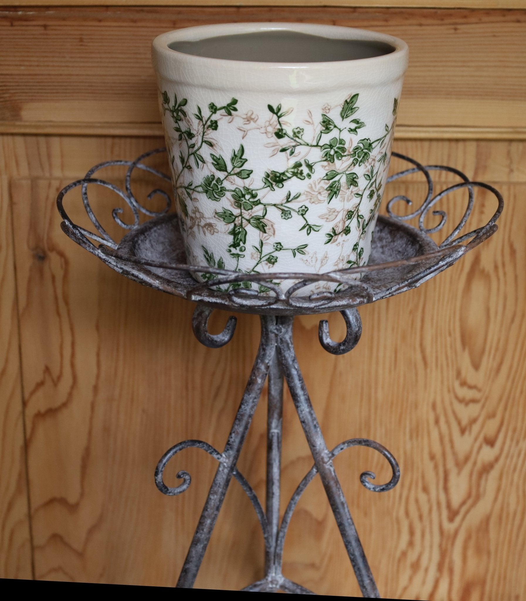 Pflanzenständer Eisen Grau Vintage | Blumentopfhalter Landhaus – 2 Größen {{ Shabby Chic und Landhaus Deko }} {{ www.Stein-Alt.de }}