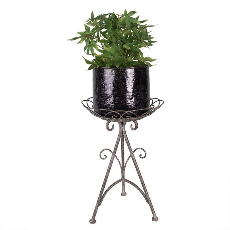Pflanzenständer Eisen Grau Vintage | Blumentopfhalter Landhaus – 2 Größen {{ Shabby Chic und Landhaus Deko }} {{ www.Stein-Alt.de }}