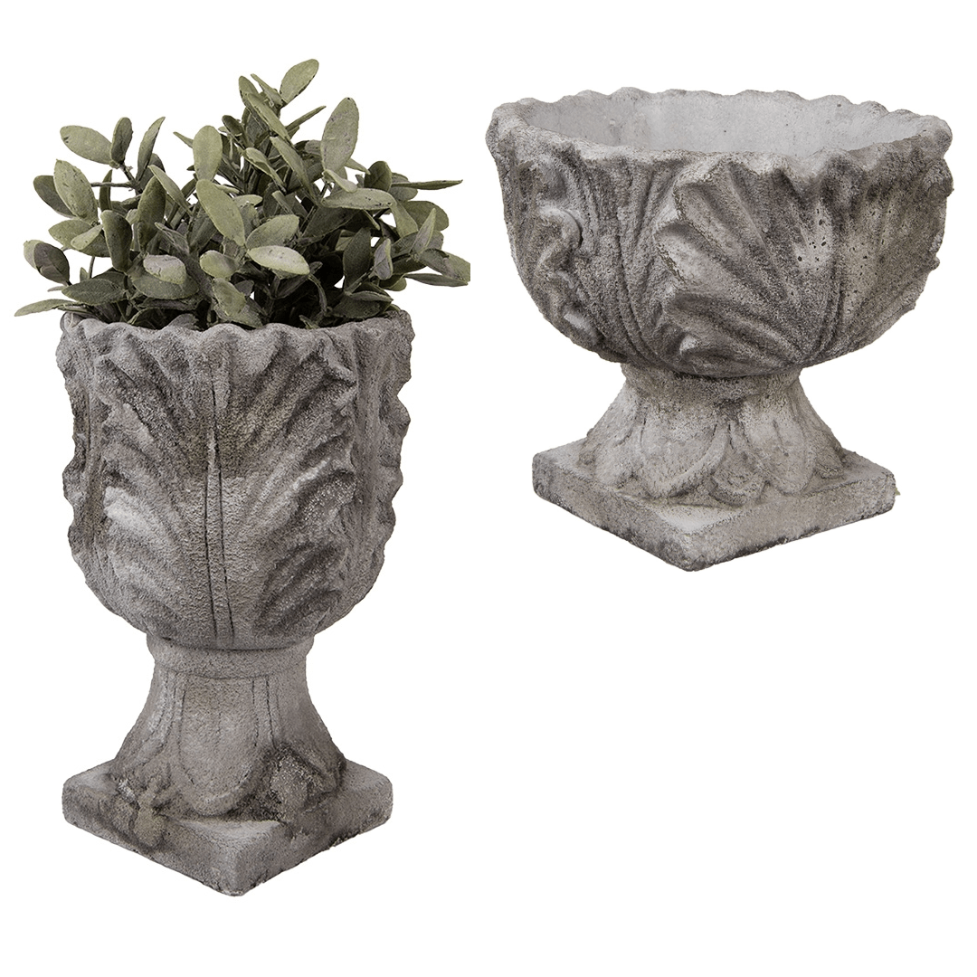 Pflanzkübel Steinguss Grau | Französischer Landhausstil – 2 Varianten {{ Shabby Chic und Landhaus Deko }} {{ www.Stein-Alt.de }}