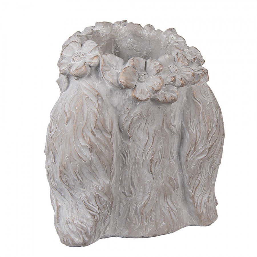 Pflanztopf Hase Grau-Braun Steinguss - Blumentopf Ostern Frühling Landhausstil {{ Shabby Chic und Landhaus Deko }} {{ www.Stein-Alt.de }}
