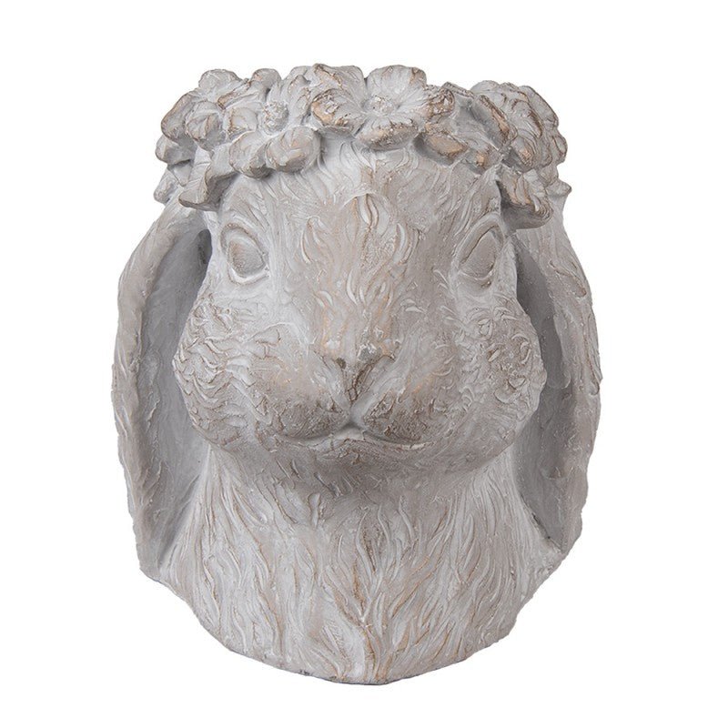 Pflanztopf Hase Grau-Braun Steinguss - Blumentopf Ostern Frühling Landhausstil {{ Shabby Chic und Landhaus Deko }} {{ www.Stein-Alt.de }}