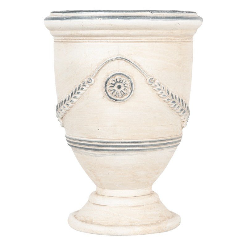 Pflanztopf Maritim Beige Grau-Blau | Shabby Chic Cottage | Magnesiumoxid | Außen {{ Shabby Chic und Landhaus Deko }} {{ www.Stein-Alt.de }}