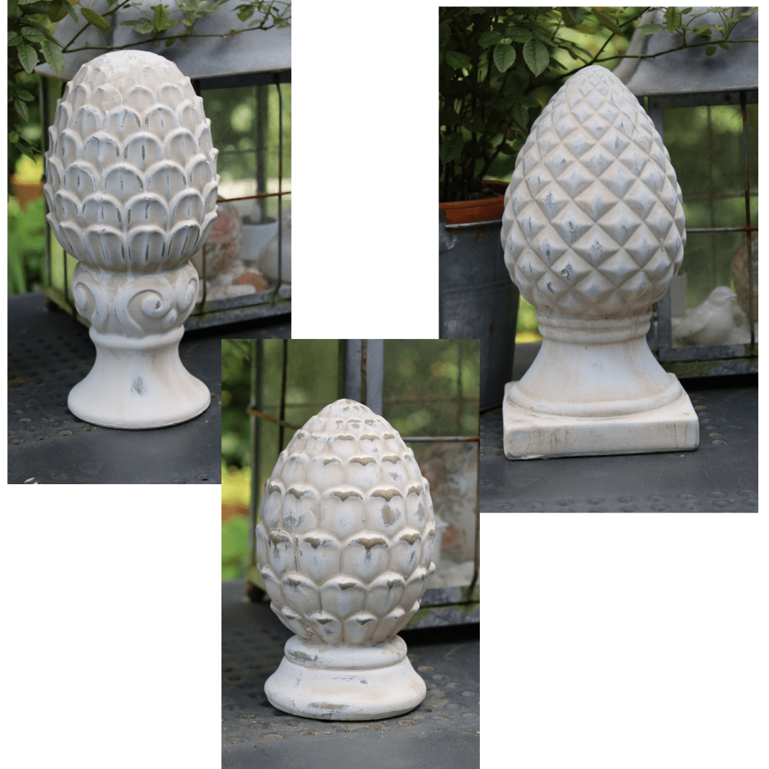 Pinienzapfen Terracotta | Garten-Deko Landhausstil für Balkon & Garten {{ Shabby Chic und Landhaus Deko }} {{ www.Stein-Alt.de }}