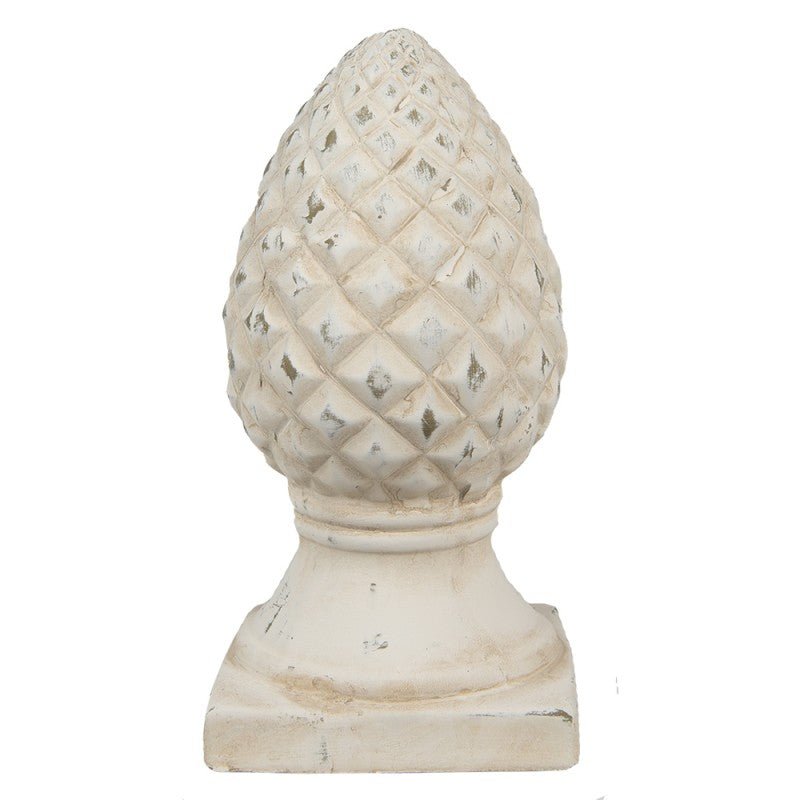 Pinienzapfen Terracotta | Garten-Deko Landhausstil für Balkon & Garten Quadratischer Sockel {{ Shabby Chic und Landhaus Deko }} {{ www.Stein-Alt.de }}