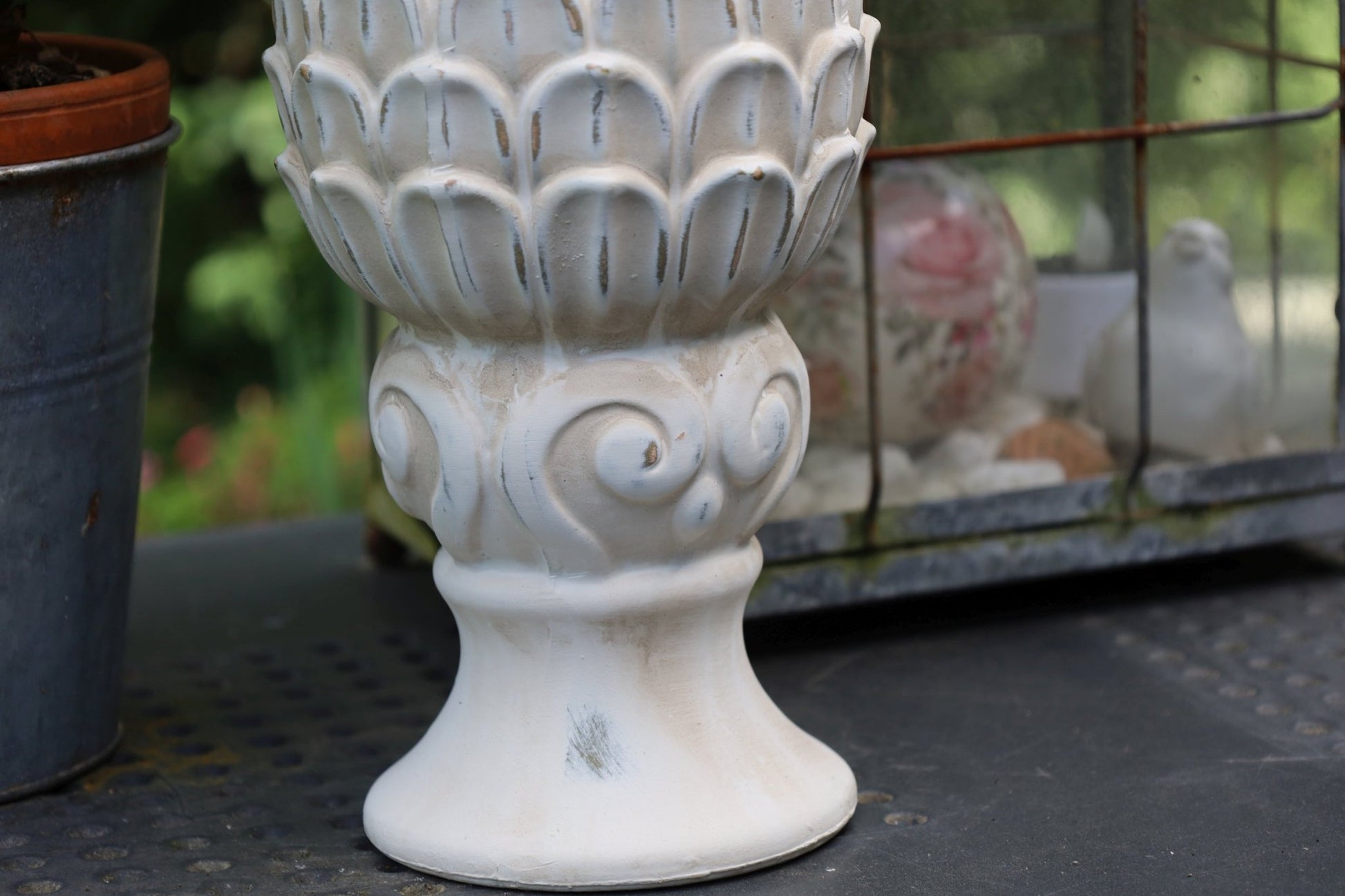 Pinienzapfen Terracotta | Garten-Deko Landhausstil für Balkon & Garten {{ Shabby Chic und Landhaus Deko }} {{ www.Stein-Alt.de }}
