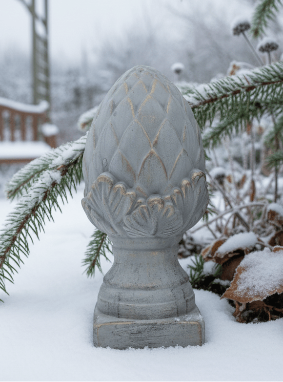 Pinienzapfen Terracotta Grau-Gold – Gartendeko Landhausstil {{ Shabby Chic und Landhaus Deko }} {{ www.Stein-Alt.de }}