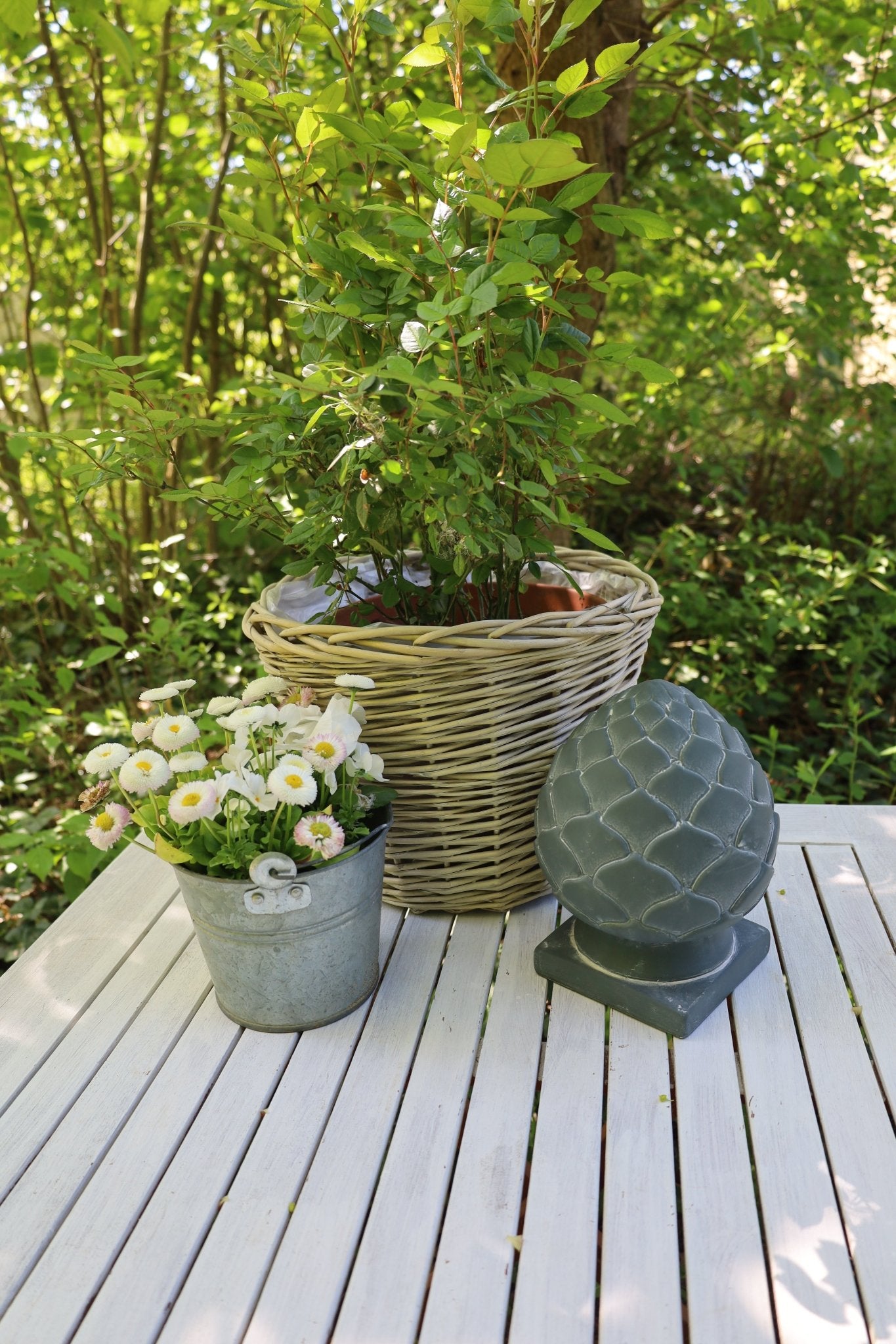 Pinienzapfen Terracotta Grau – Große Gartendeko im Landhausstil | Clayre & Eef {{ Shabby Chic und Landhaus Deko }} {{ www.Stein-Alt.de }}