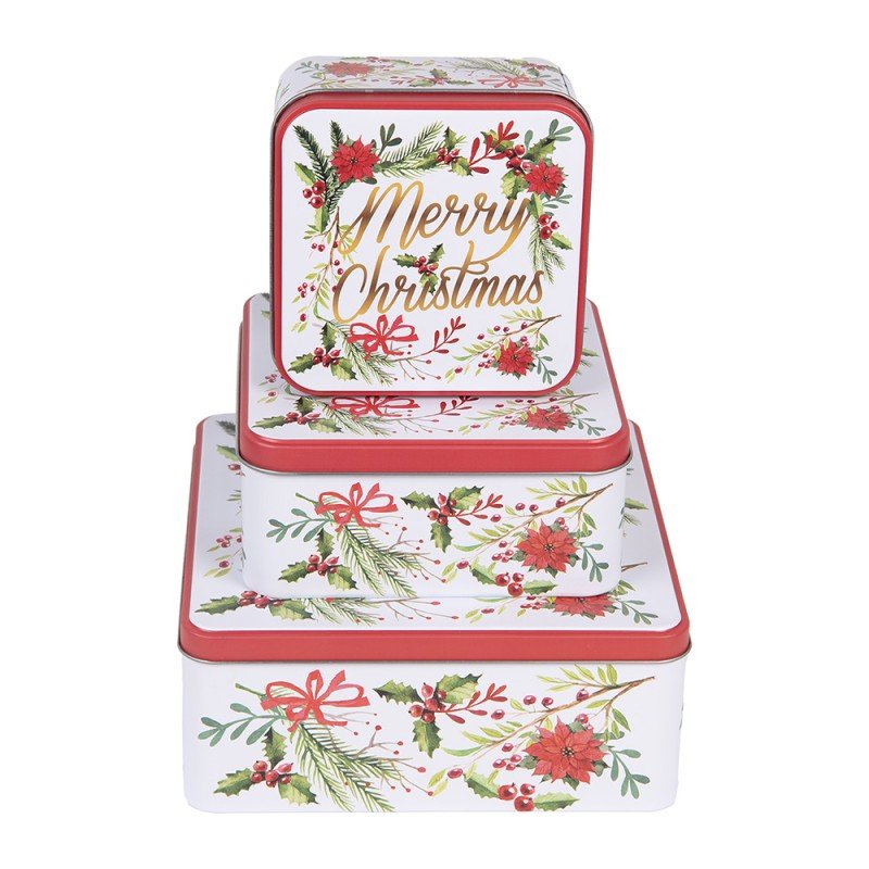 Plätzchendosen 3er Set Metall Weihnachten - Merry Christmas Keksdosen Landhausstil {{ Shabby Chic und Landhaus Deko }} {{ www.Stein-Alt.de }}