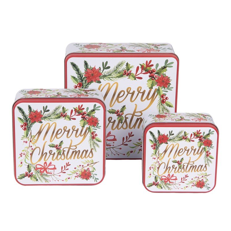 Plätzchendosen 3er Set Metall Weihnachten - Merry Christmas Keksdosen Landhausstil {{ Shabby Chic und Landhaus Deko }} {{ www.Stein-Alt.de }}