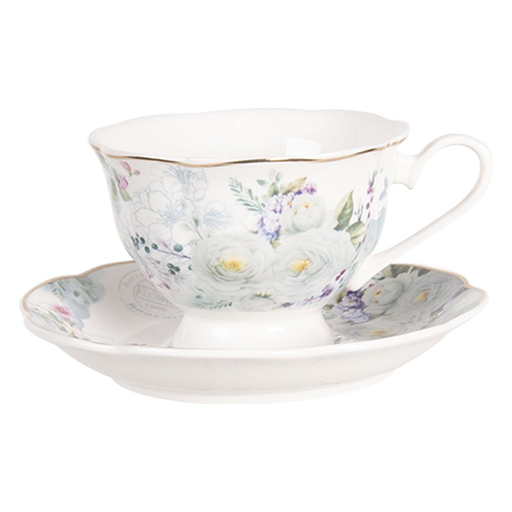Porzellan Geschirr Blau-Weiß Blumen & Schmetterlinge – Mix & Match Landhausstil {{ Shabby Chic und Landhaus Deko }} {{ www.Stein-Alt.de }}