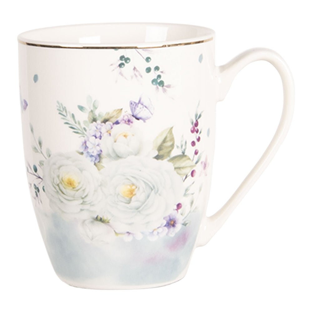 Porzellan Geschirr Blau-Weiß Blumen & Schmetterlinge – Mix & Match Landhausstil Becher {{ Shabby Chic und Landhaus Deko }} {{ www.Stein-Alt.de }}
