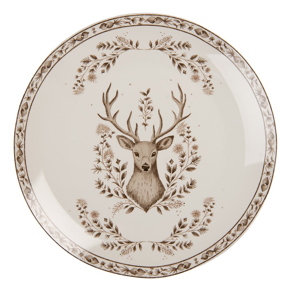Porzellan Geschirr Set Hirsch Weihnachten - Teller, Tassen & Schalen Speiseteller {{ Shabby Chic und Landhaus Deko }} {{ www.Stein-Alt.de }}