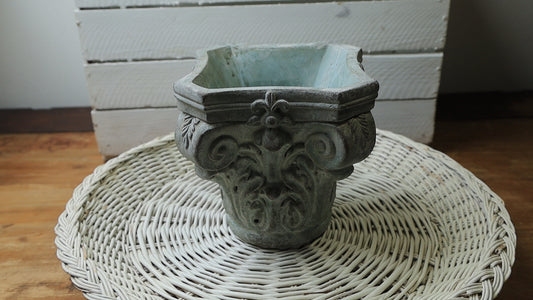 Blumentopf Steinguss Grau-Grün – Klassisch 17x17x16 cm Clayre & Eef