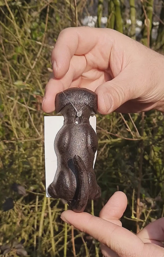 Wandhaken Hund Gusseisen - Dekorativer Garderobenhaken Braun Landhausstil