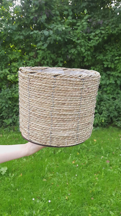 Seegras Übertopf Braun Natur - Boho Landhaus Blumentopf Innen