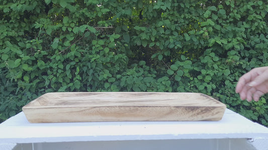 Rechteckige Holzschale Tablett 40x17cm - Rustikales Dekotablett Landhausstil