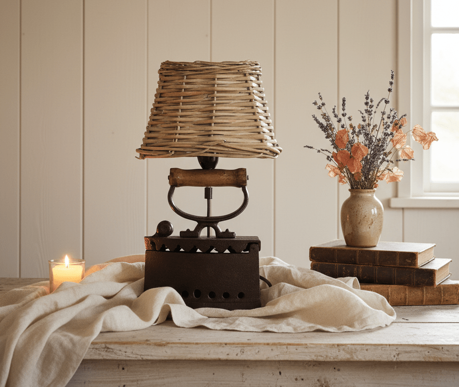 Quadratischer Lampenschirm Rattan Braun E27 - Landhausstil Shabby Chic {{ Shabby Chic und Landhaus Deko }} {{ www.Stein-Alt.de }}