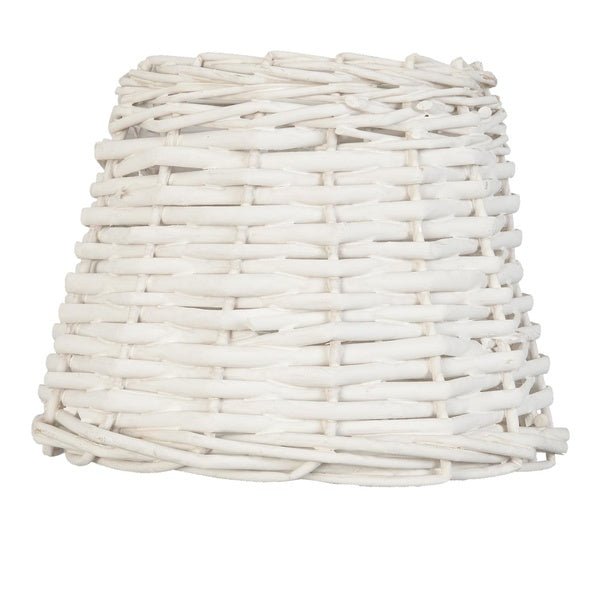 Rattan Lampenschirm Weiß E27 - Romantische Landhausstil Lampe {{ Shabby Chic und Landhaus Deko }} {{ www.Stein-Alt.de }}