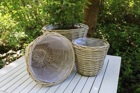 Rattan Pflanztopf 3er Set – Boho Übertopf Beige | Clayre & Eef {{ Shabby Chic und Landhaus Deko }} {{ www.Stein-Alt.de }}