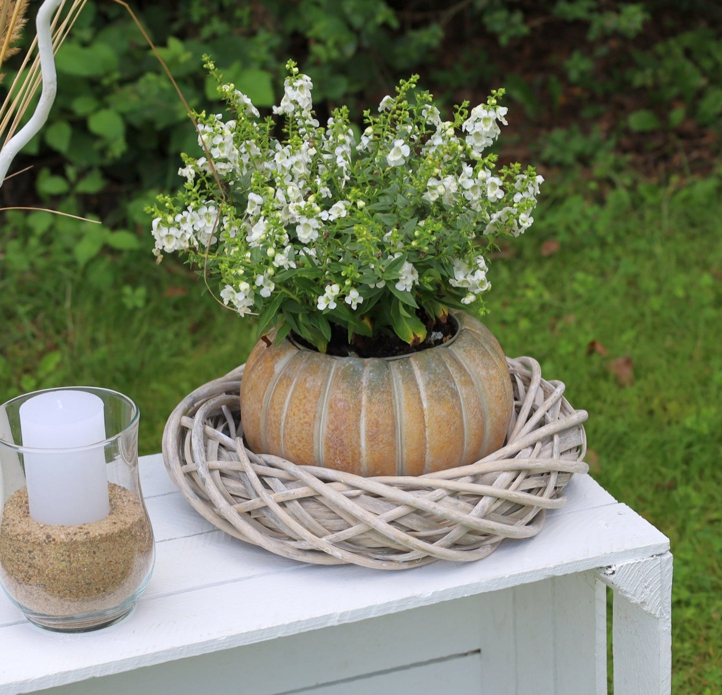Rattankranz Natur Grau-Weiß - Adventskranz Rohling aus Holz Ø 20-50 cm {{ Shabby Chic und Landhaus Deko }} {{ www.Stein-Alt.de }}