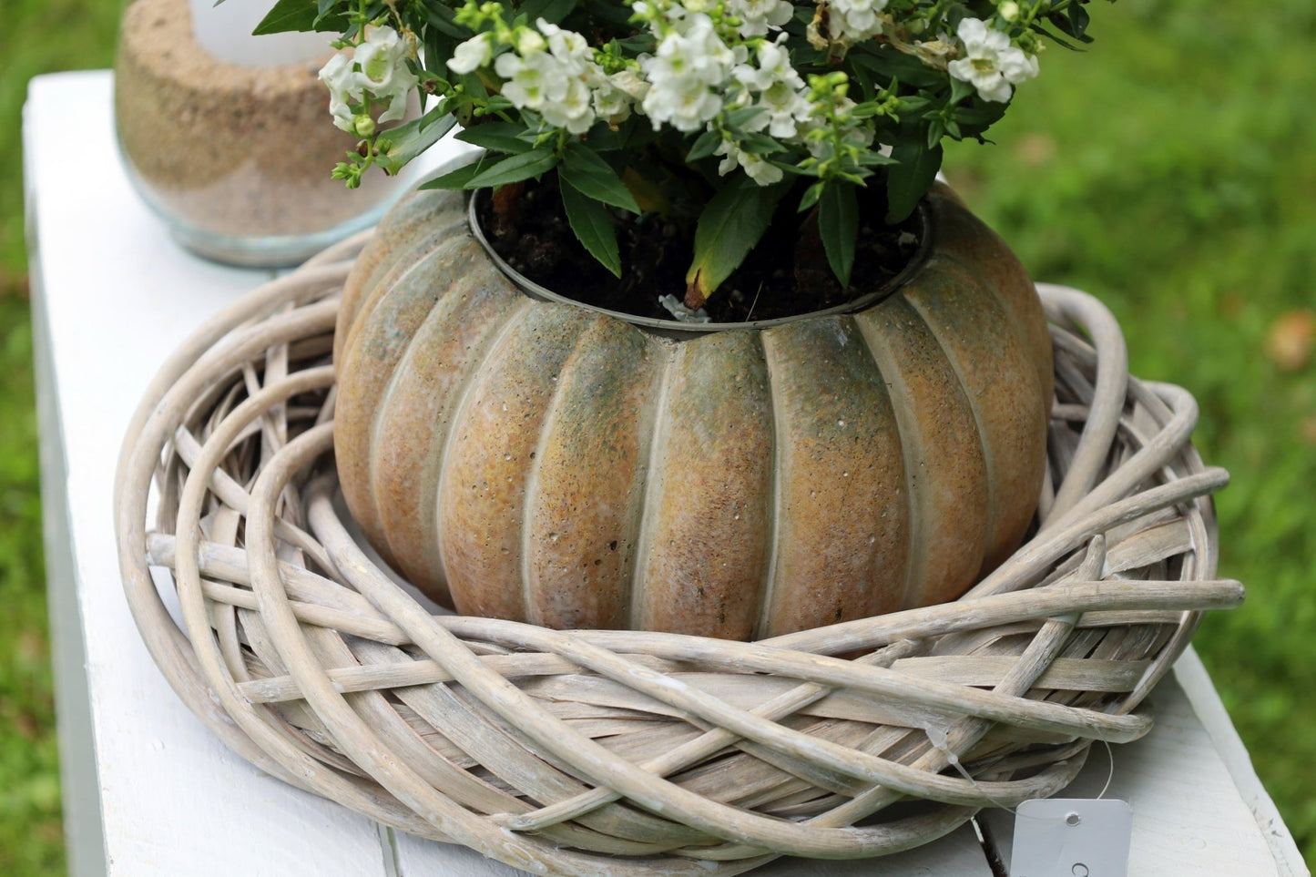 Rattankranz Natur Grau-Weiß - Adventskranz Rohling aus Holz Ø 20-50 cm Ø 30x5 cm {{ Shabby Chic und Landhaus Deko }} {{ www.Stein-Alt.de }}