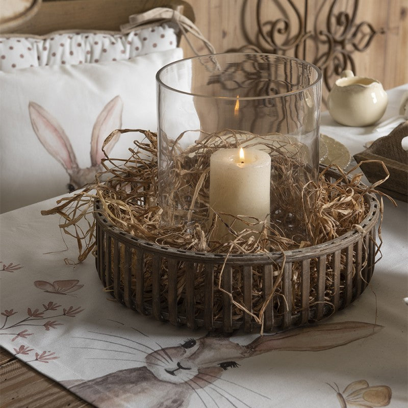 Tablecloth Easter Cotton White Beige Bunny Rabbit Spring