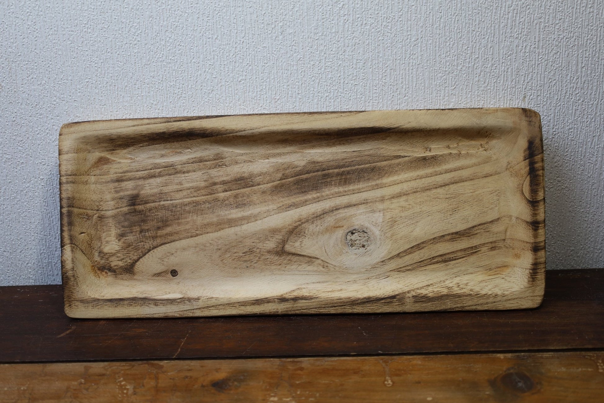 Rechteckige Holzschale Tablett 40x17cm - Rustikales Dekotablett Landhausstil {{ Shabby Chic und Landhaus Deko }} {{ www.Stein-Alt.de }}