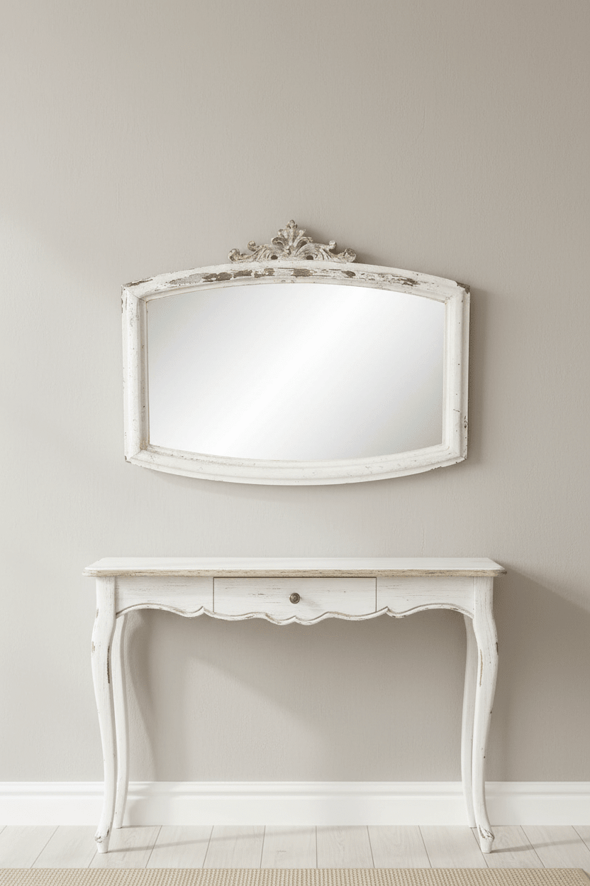Rechteckiger Wandspiegel Holz Weiß 72x55 cm Shabby Chic Landhausstil {{ Shabby Chic und Landhaus Deko }} {{ www.Stein-Alt.de }}