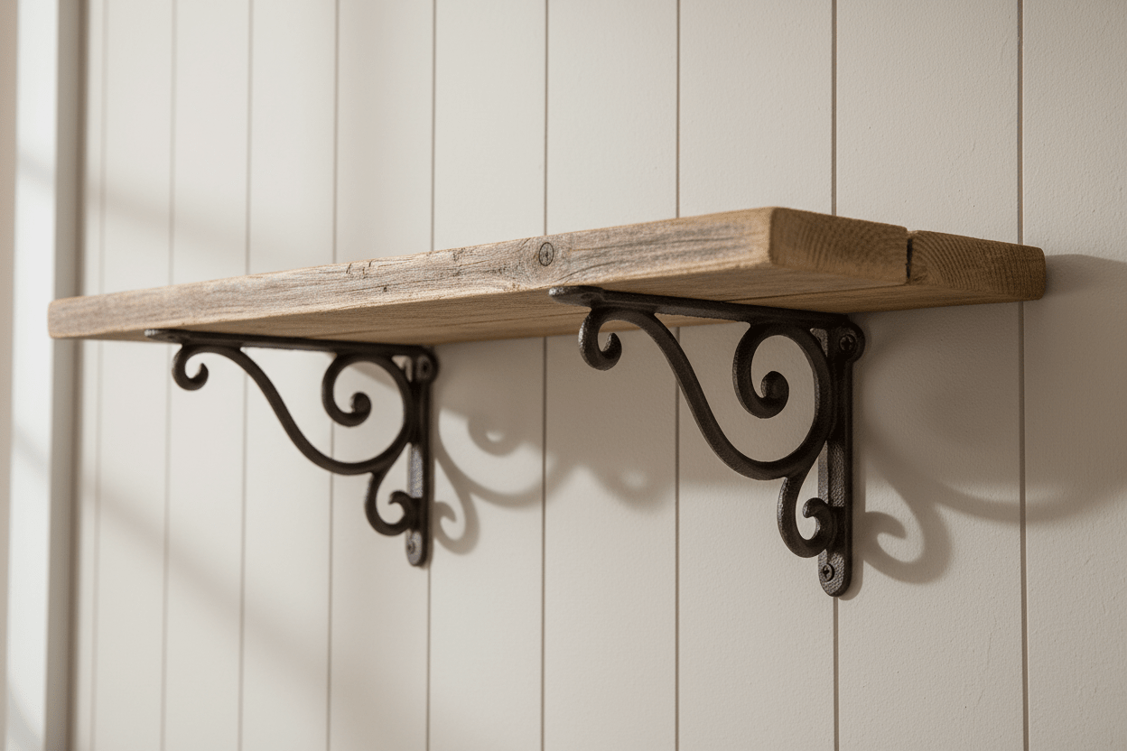 Regalkonsole Eisen Braun | Wandhalterung für Regal & Blumenampel Landhaus {{ Shabby Chic und Landhaus Deko }} {{ www.Stein-Alt.de }}