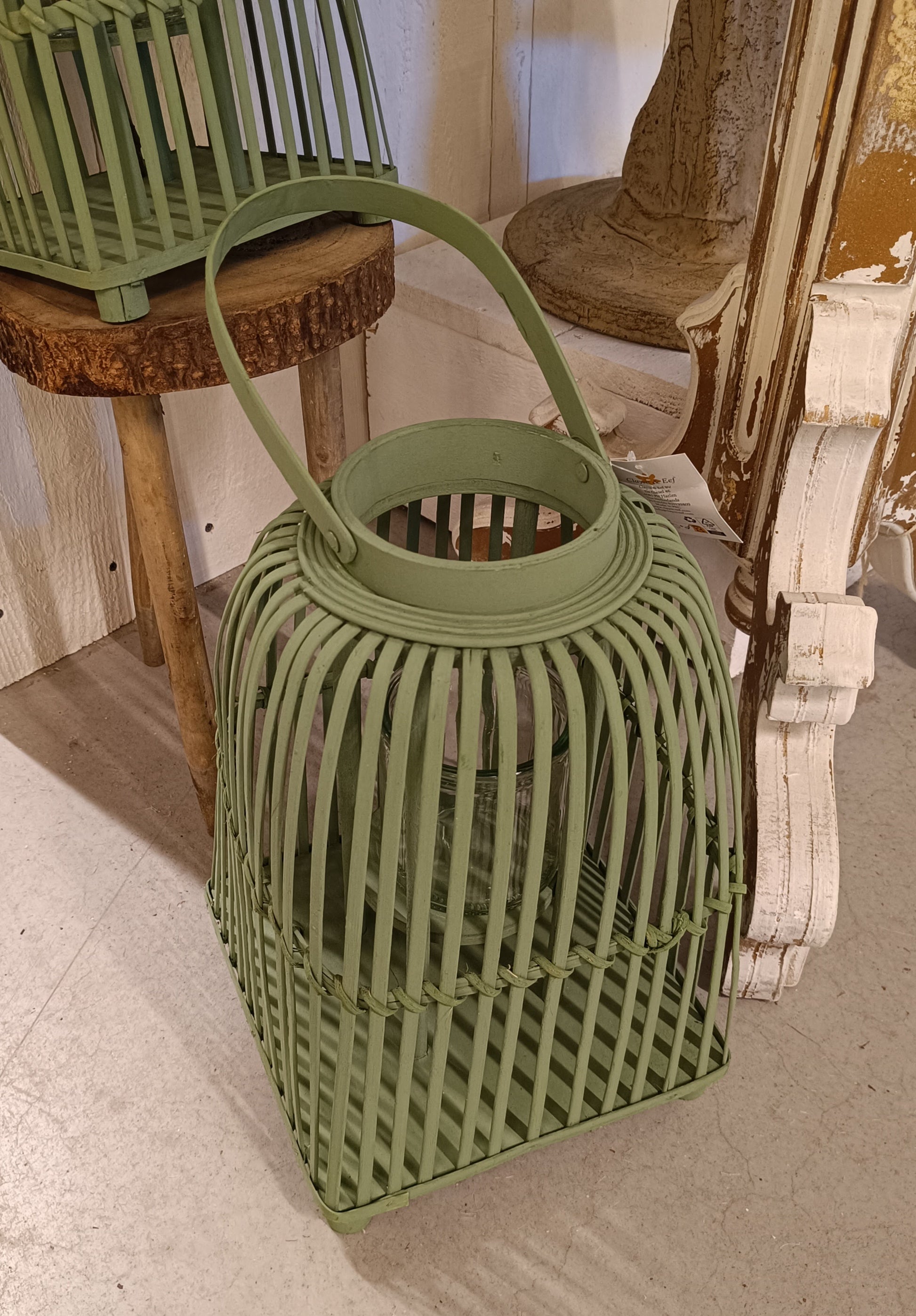 Windlicht Laterne Rattan Grün – Rund oder Eckig | Cottage & Landhausstil {{ Shabby Chic und Landhaus Deko }} {{ www.Stein-Alt.de The cosy Cottage }}