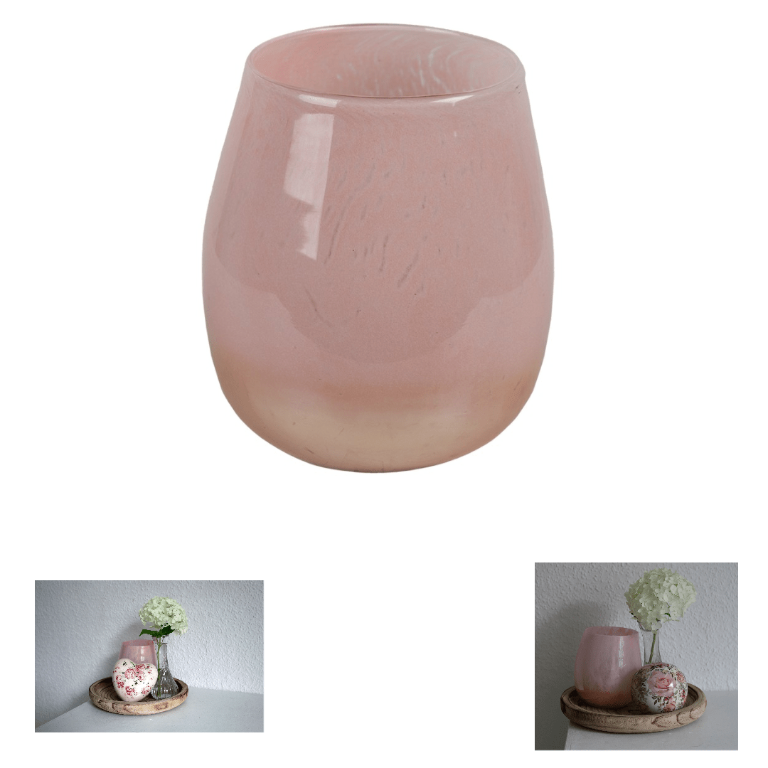 Romantisches Windlicht Rosa - Glas Teelichthalter im Landhausstil {{ Shabby Chic und Landhaus Deko }} {{ www.Stein-Alt.de }}