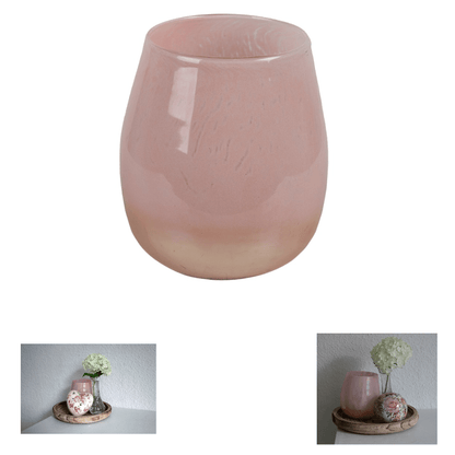 Windlicht Romantisches Windlicht Rosa - Glas Teelichthalter im Landhausstil Shabby Chic und Landhaus Deko bei www.Stein-Alt.de