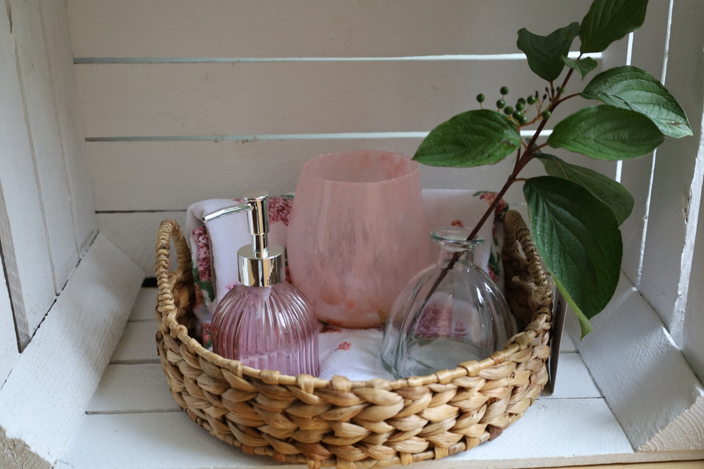 Romantisches Windlicht Rosa - Glas Teelichthalter im Landhausstil {{ Shabby Chic und Landhaus Deko }} {{ www.Stein-Alt.de }}