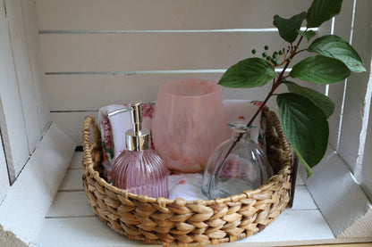 Windlicht Romantisches Windlicht Rosa - Glas Teelichthalter im Landhausstil Shabby Chic und Landhaus Deko bei www.Stein-Alt.de