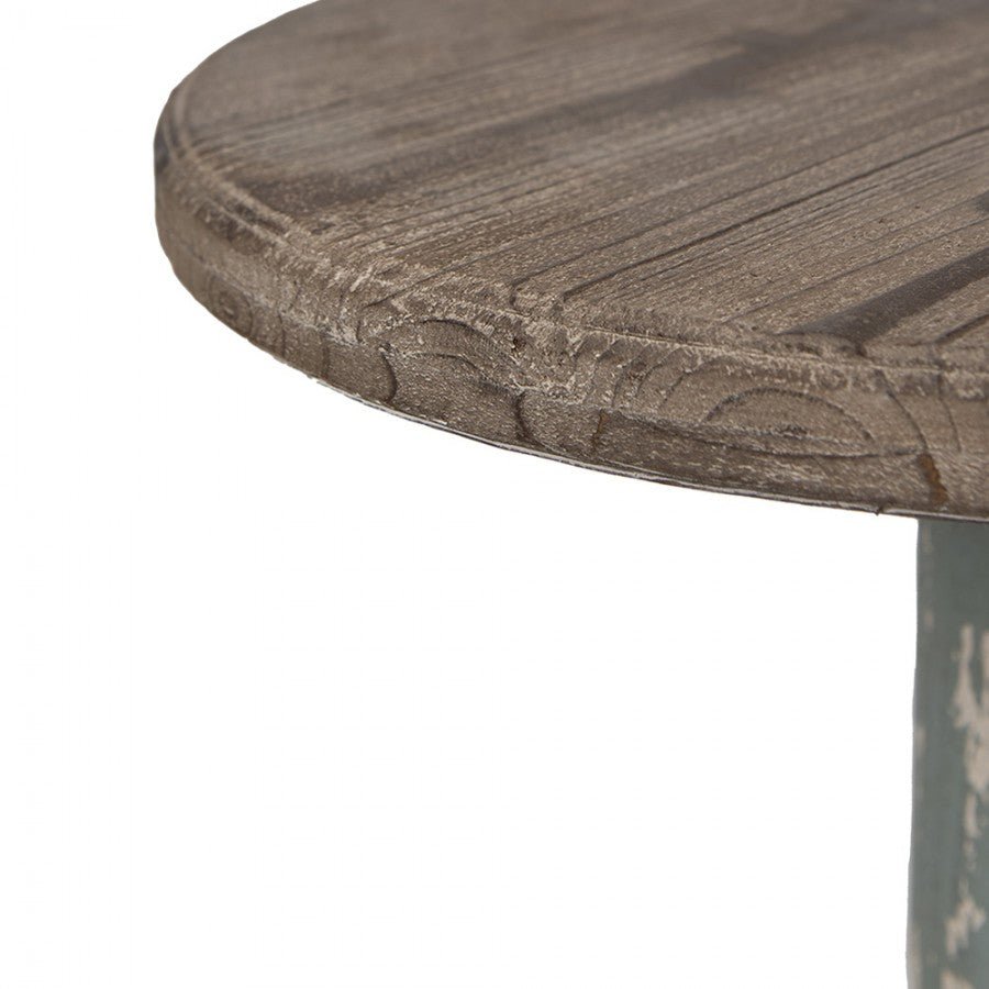Runder Beistelltisch Holz Blau-Grau 48cm - Shabby Chic Landhaus {{ Shabby Chic und Landhaus Deko }} {{ www.Stein-Alt.de }}