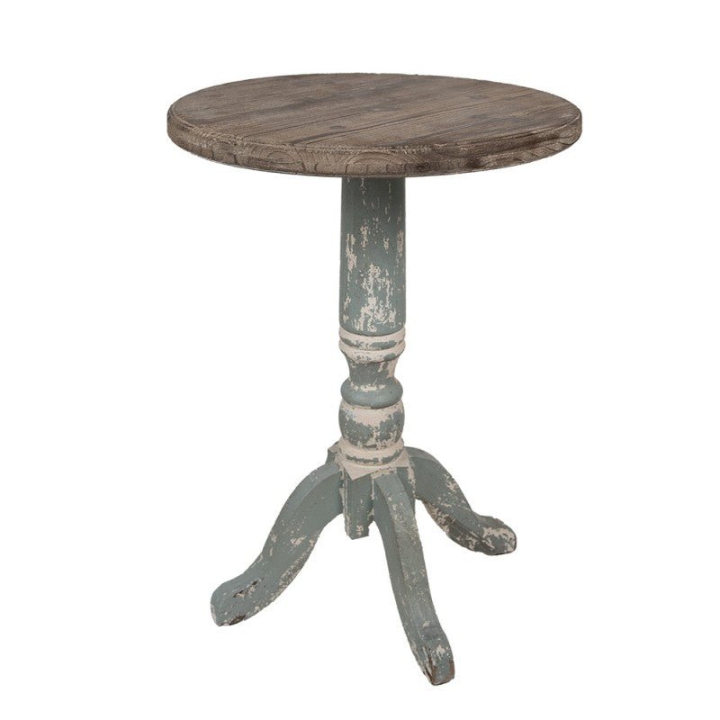 Runder Beistelltisch Holz Blau-Grau 48cm - Shabby Chic Landhaus {{ Shabby Chic und Landhaus Deko }} {{ www.Stein-Alt.de }}