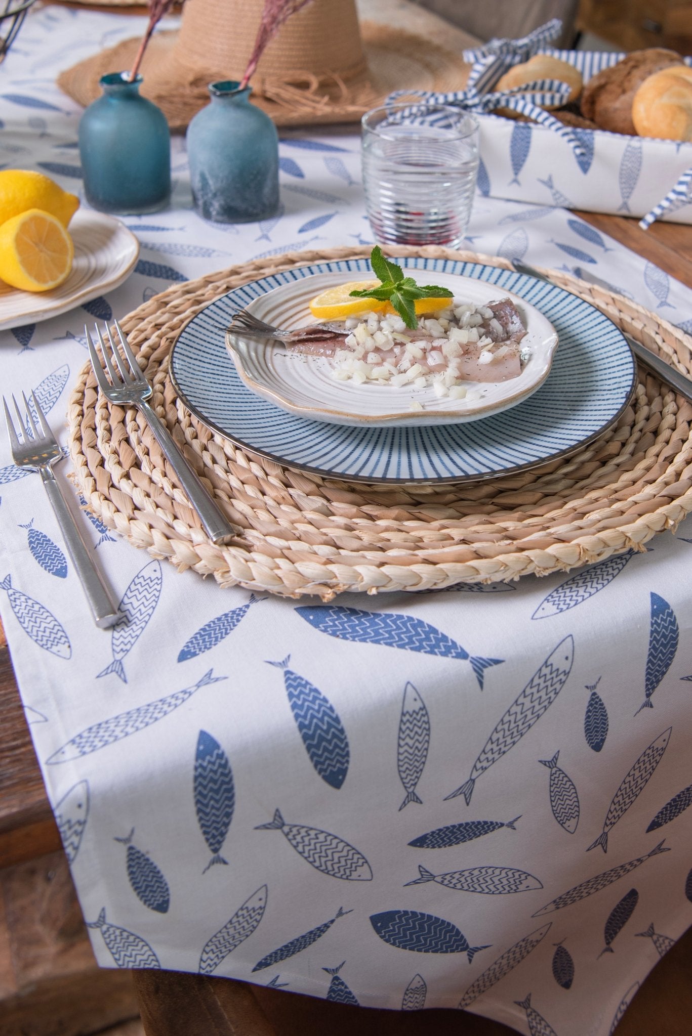 Rundes Stroh Platzdeckchen Ø 38 cm - Maritimer Boho-Stil Beige {{ Shabby Chic und Landhaus Deko }} {{ www.Stein-Alt.de }}
