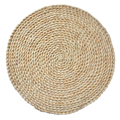 Platzdeckchen Rundes Stroh Platzdeckchen Ø 38 cm - Maritimer Boho-Stil Beige Shabby Chic und Landhaus Deko bei www.Stein-Alt.de