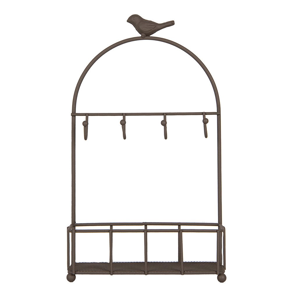 Schlüsselbrett Eisen Braun mit Ablage - Vintage Schlüsselkasten Landhausstil {{ Shabby Chic und Landhaus Deko }} {{ www.Stein-Alt.de }}
